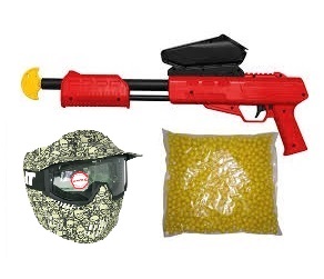 Kids Markierer Blaster / Shotgun cal. 50, inkl. Loader, Maske & 250 Paintballs - Rot - Kostenloser Versand*